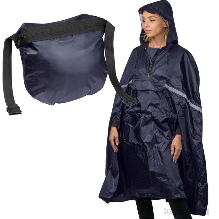 Opvouwbare poncho in heuptasje Kobaltblauw